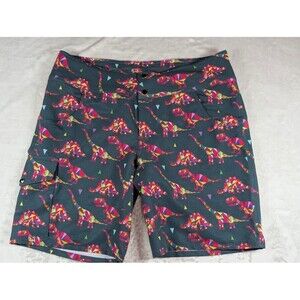 SHREDLY Dinosaur Print Shorts Womens 10 USA Stretch Outdoor MTB Trail